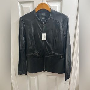 Women’s Armani Exchange Faux Leather Black Jacket